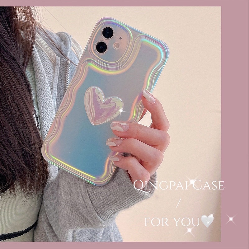 Hologram Heart Softcase Case HP Lucu for iphone XS Max XR 11 Pro Max 12 Pro Max 13 Pro Max