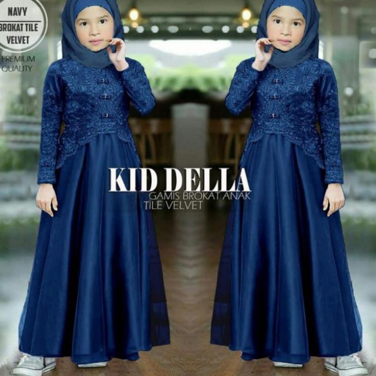 ✦ gamis fashion maxi della gamis anak perempuan gamis kid busana anak muslim brukat tulang kombi til