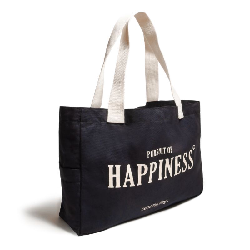 Pursuit of Happiness Totebag Webbing Katun / / Totebag Unisex / Tote Bag Aesthetic / Tote Bag Magnetic / Biru / Broken White / Korea / Vintage / Kuliah / Tebal / Premium