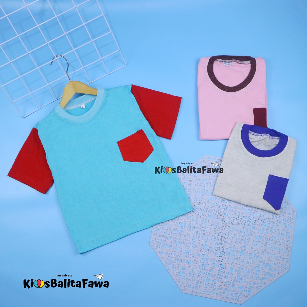 Kaos John Ethes uk Bayi - 6 Tahun / Baju Polos Anak Laki-Laki Balita Atasan Oblong Reglan Lengan Pendek Saku