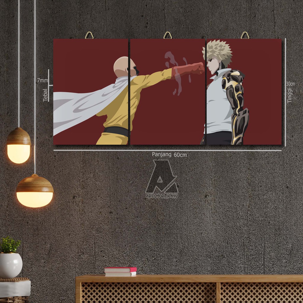 POSTER KAYU ANIME Hiasan dinding ONE PUNCH MAN Poster Kayu Hiasan Kamar Pajangan Rumah/ dekorasi