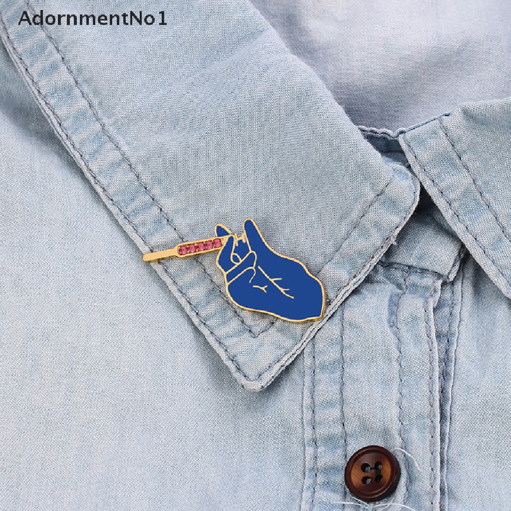 (AdornmentNo1) Bros / Pin Bahan Metal Warna Biru Hias Kristal Untuk Wanita