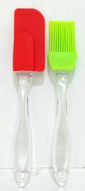 Set Spatula dan Kuas bahan Silicone lentur dan Tidak Lengket Warna Bening