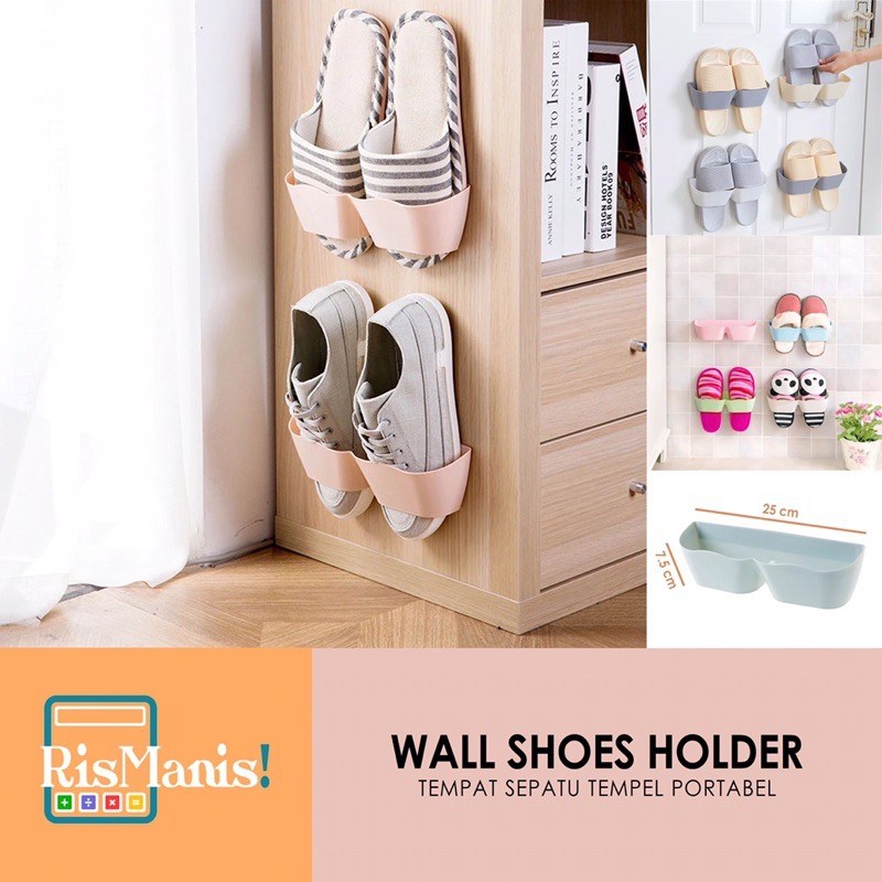 WALL SHOES HOLDER - Rak Tempat Sandal Organizer Sepatu Portable Tempel Tembok Dinding Lem Perekat Kuat Bahan Plastik Kokoh