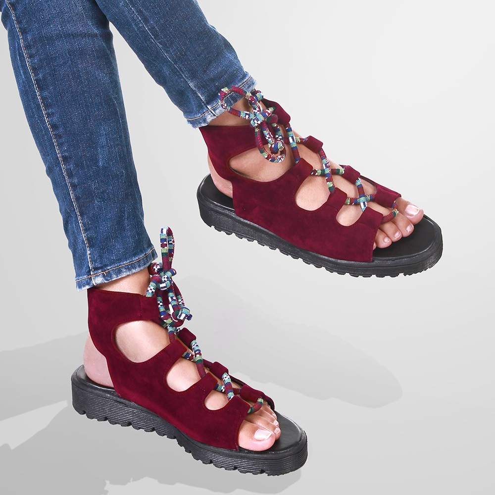 Gladian Maroon | 36-40 | Sandal Platform Tali Simpel Casual Kasual Wanita Sendal Footwear Original | FORIND x Tragen Fav