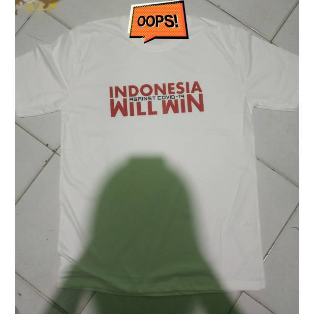 KAOS/TSHIRT/BAJU CORONA COVID 19 BAJU COVID 19 INDONESIA WILL WIN AGAINTS COVID 19 LENGAN PENDEK