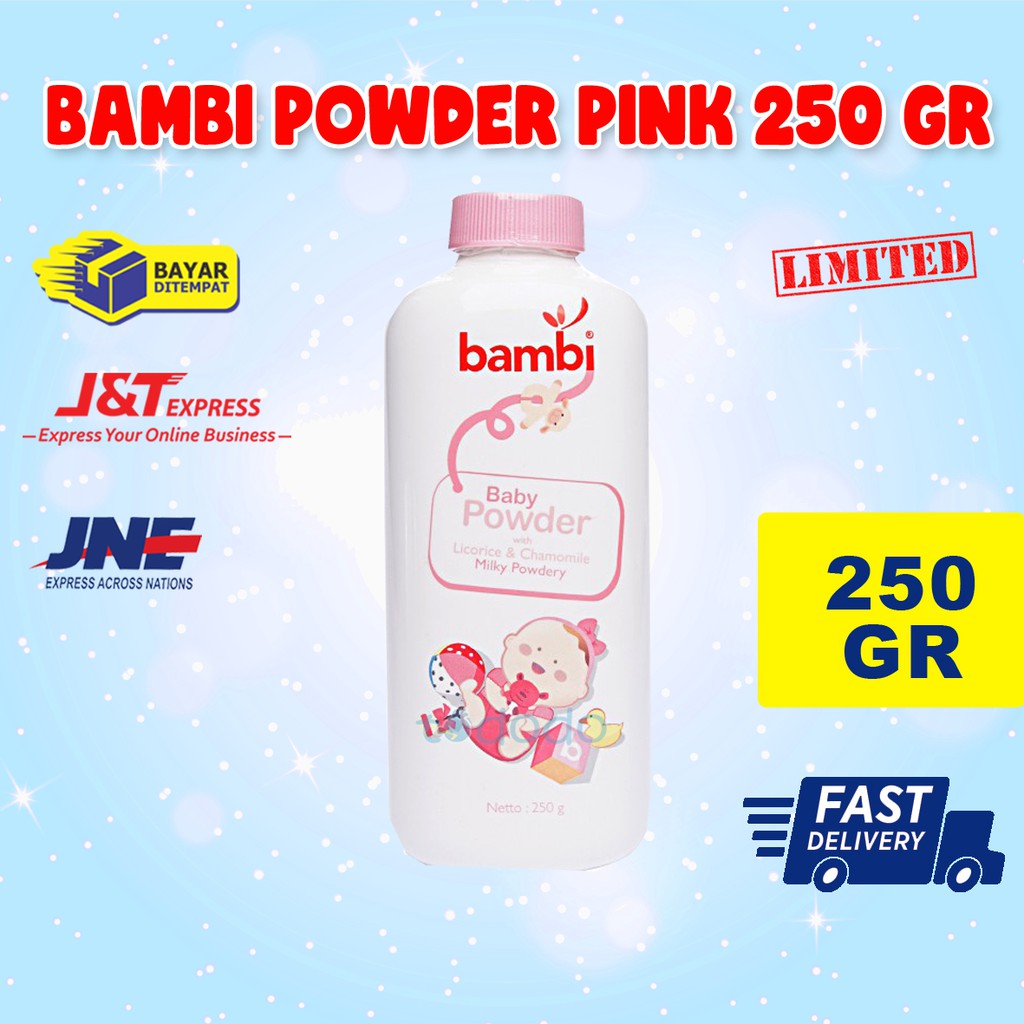 Bambi Powder Pink 250gr - Bedak Tabur Bayi