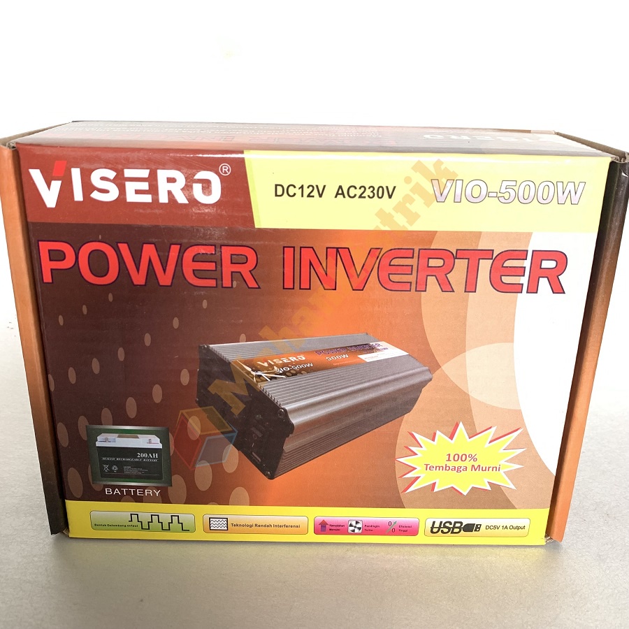 POWER INVERTER VISERO 500 WATT 500W DC 12V to 220V PENGUBAH ARUS