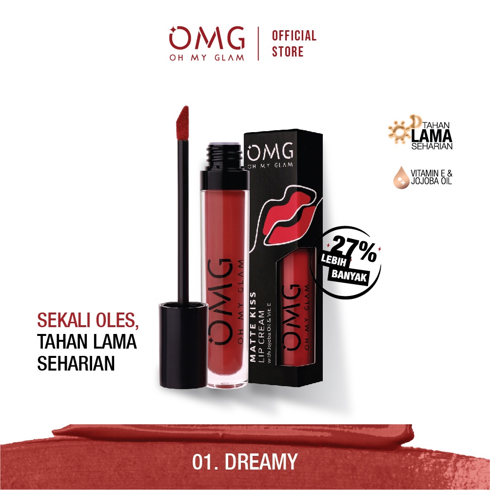 Jual OMG OH MY GLAM Matte Kiss Lip Cream 01 Dreamy 3.5 G - Lip Cream ...