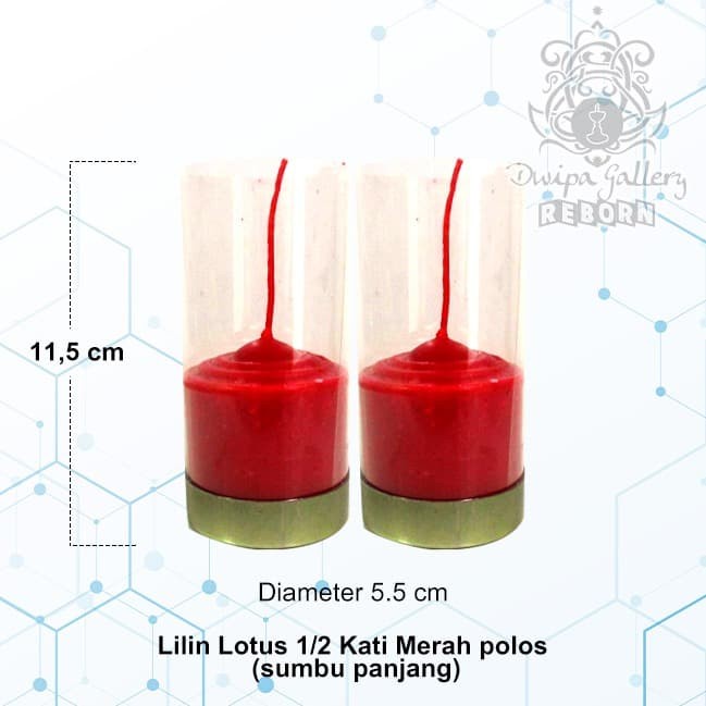 Lilin Puja Sembahyang Lotus 1/2 Kati Merah Polos (sumbu panjang)