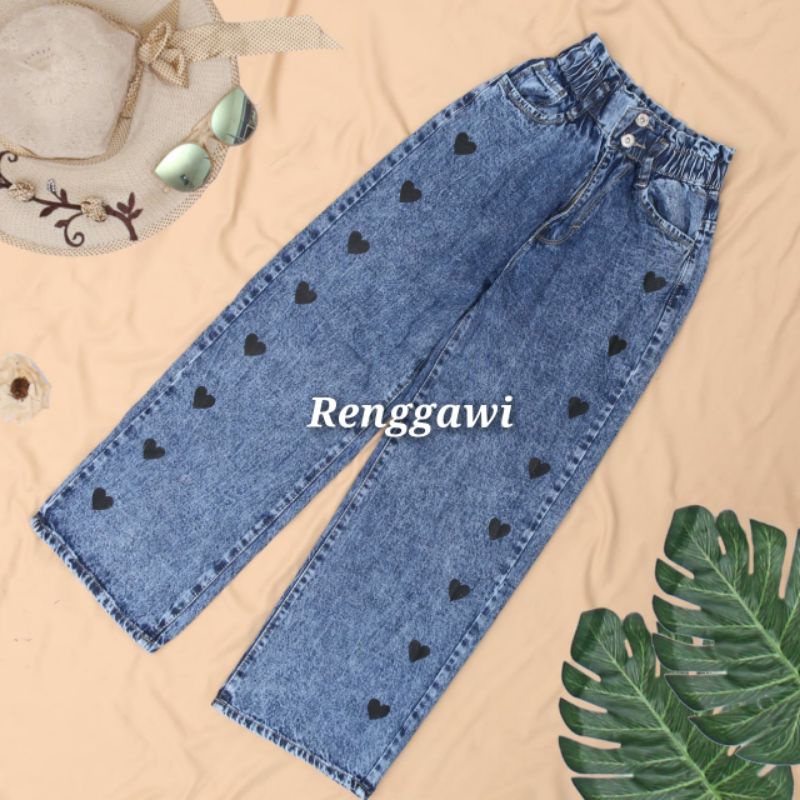CELANA HIGH WAIST KULOT KANCING 2 PINGGANG KARET MODEL TERBARU 2022/CELANA KULOT JEANS WANITA JUMBO/