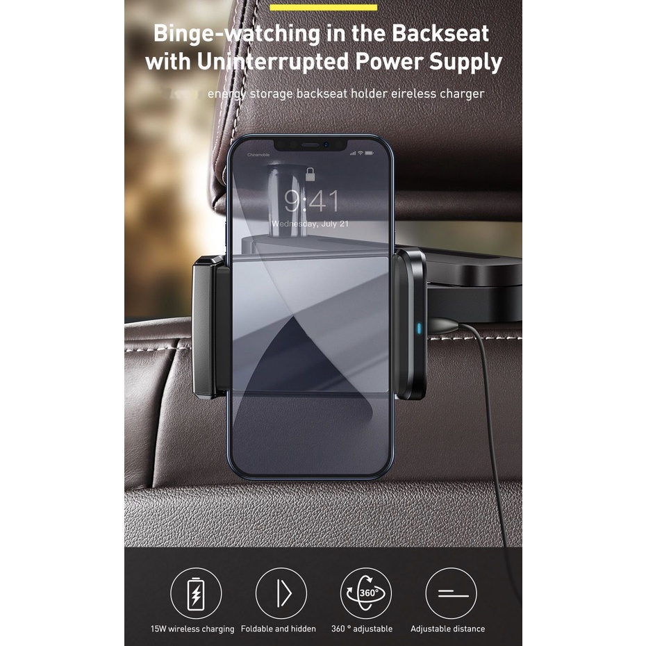 Phone Holder Penumpang Belakang Mobil dengan Fitur Pengisi Daya Nirkabel inAuto Backseat Car Wireless Charger 15W WXHZ