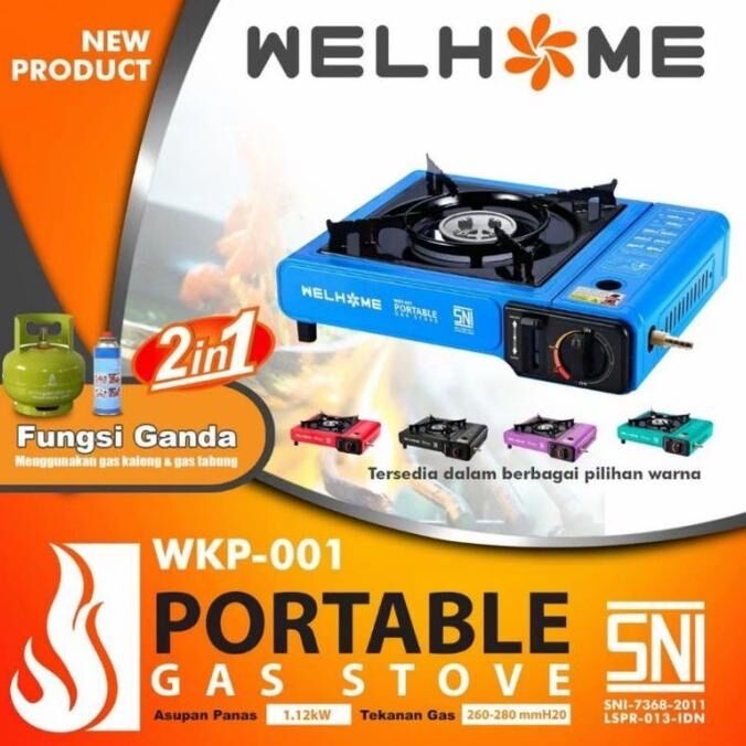 Kompor Gas Portable WELHOME  2 IN 1 Gas Elpiji Dan Gas  Kaleng - SNI