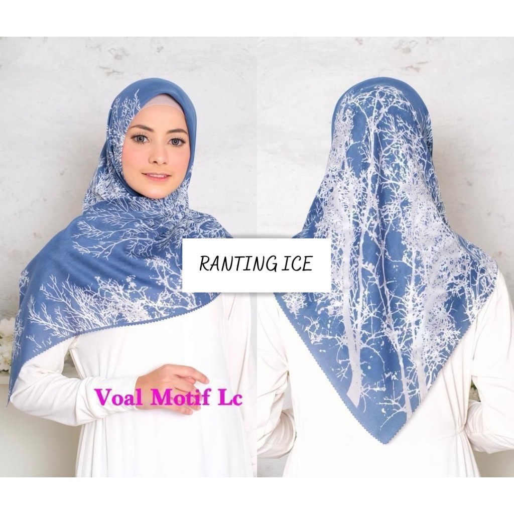 [PROMO DISKON] JILBAB SEGI EMPAT VOAL PREMIUM TERMURAH MOTIF ROSELLY LILAC / HIJAB MOTIF DEENAY KW P