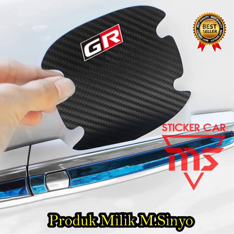 Sticker karbon 3d toyota gr sport pelindung handle mobil raize rush innova fortuner veloz agya yaris