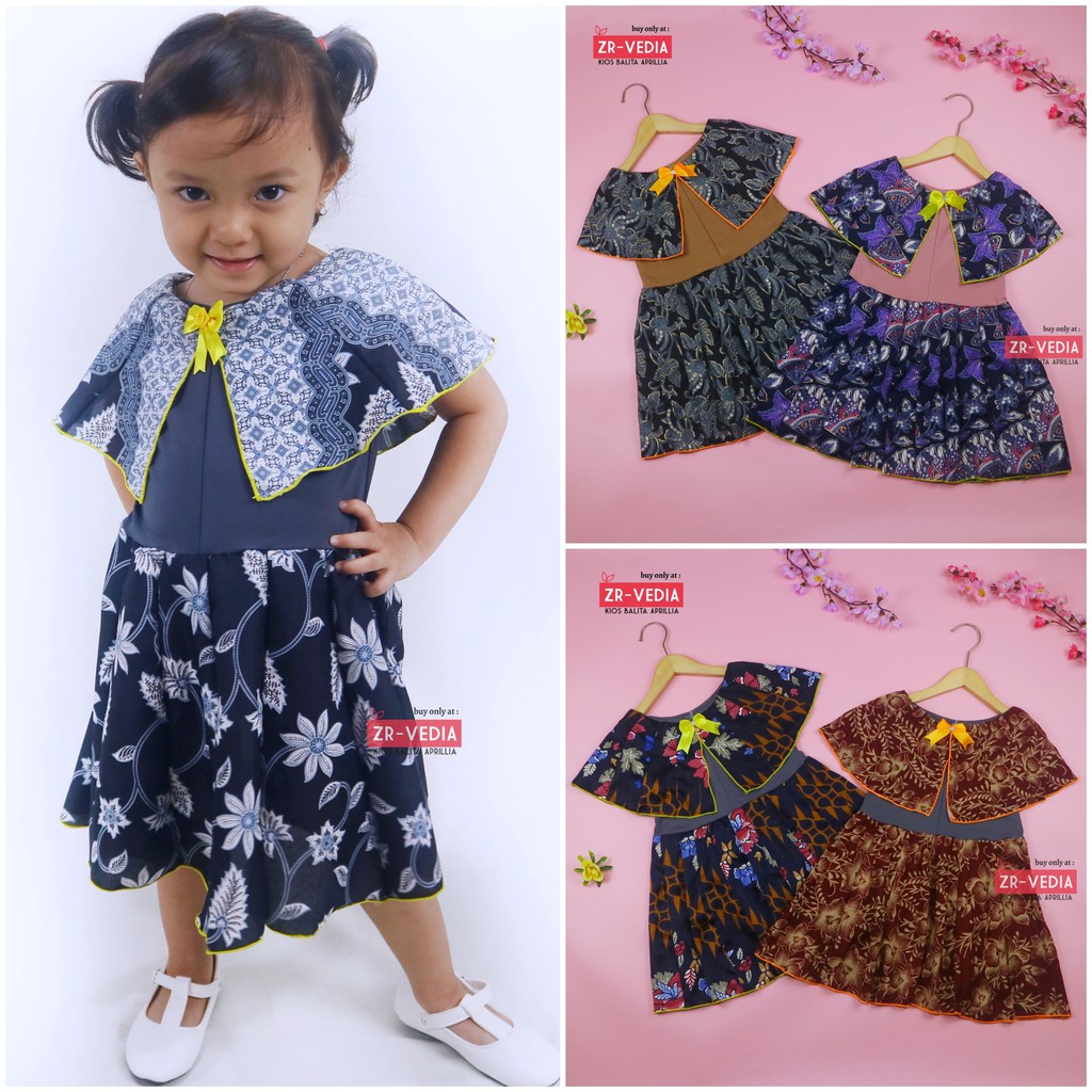 Dress Irene size 3-4 Tahun / Dres Batik Cape Balita Perempuan Murah Baju Anak Cewek Katun Adem Gaun