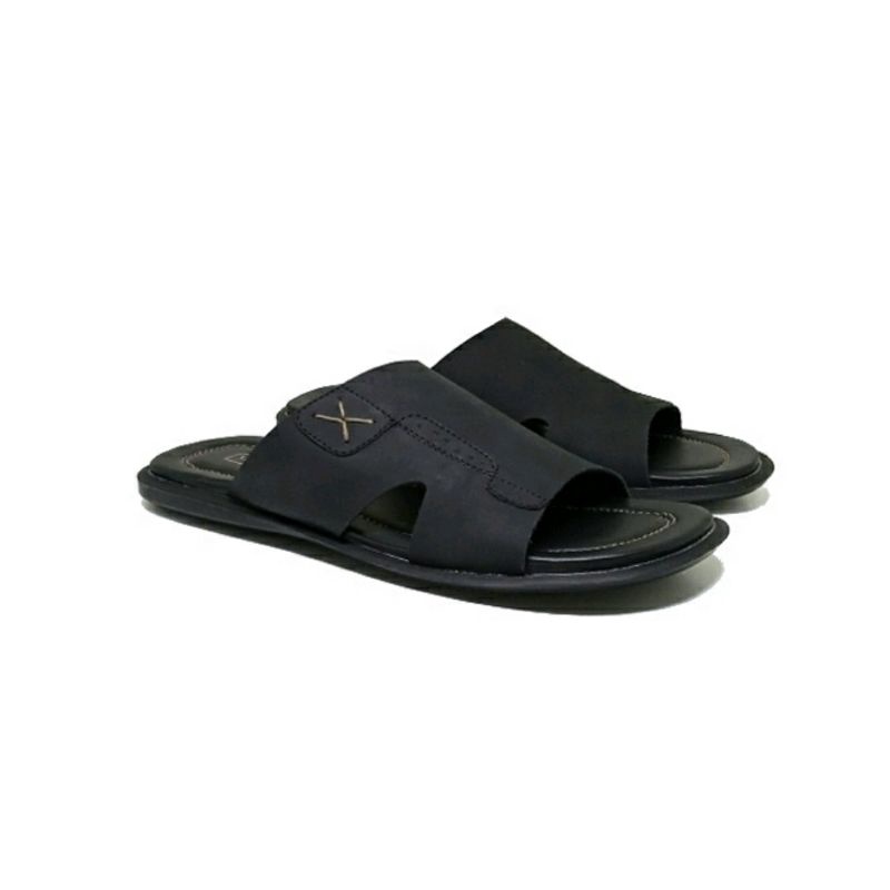 Original, Sandal Slop Kulit Pria Big Size 44-45-46-47 Slop Cowok Bapak2 Kasual Clasik / Slide JUMBO Turis Luar negri Terlaris Cream, 44