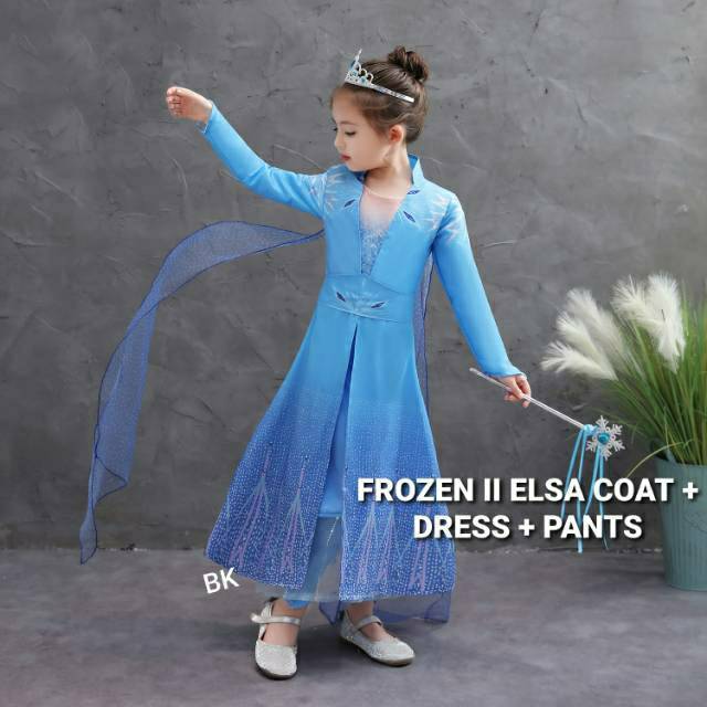 GA2021 FROZEN SNOWFLAKE DRESS / GAUN KOSTUM ANAK PEREMPUAN ELSA BIRU