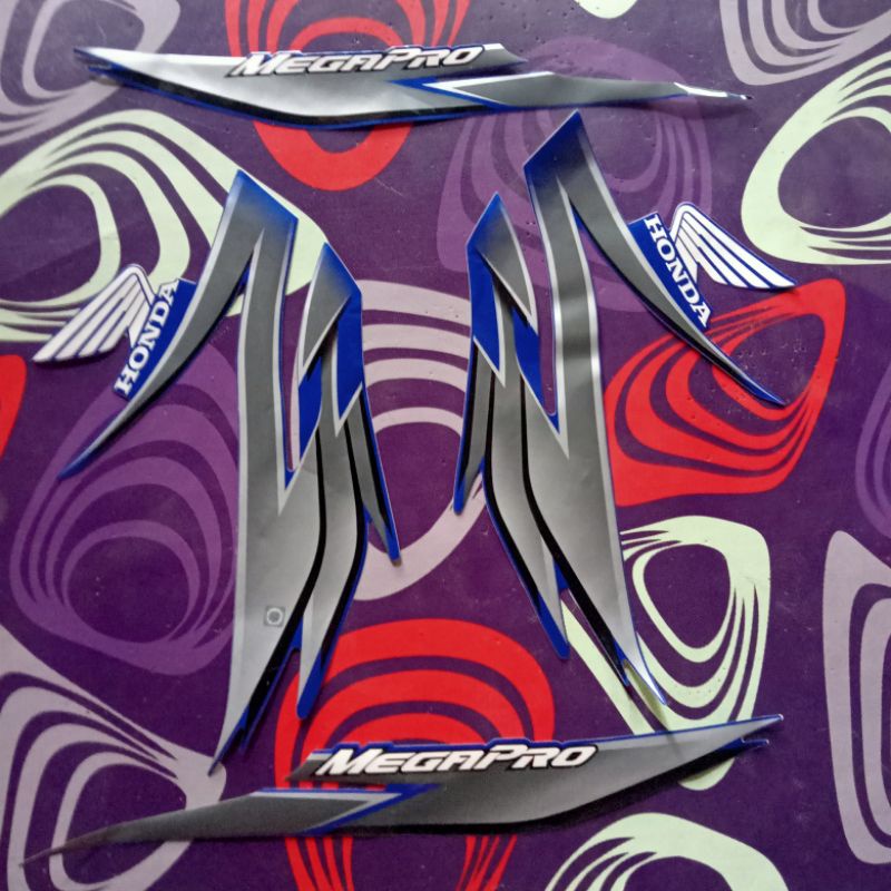 stiker stirping honda megapro Primus warna biru abu-