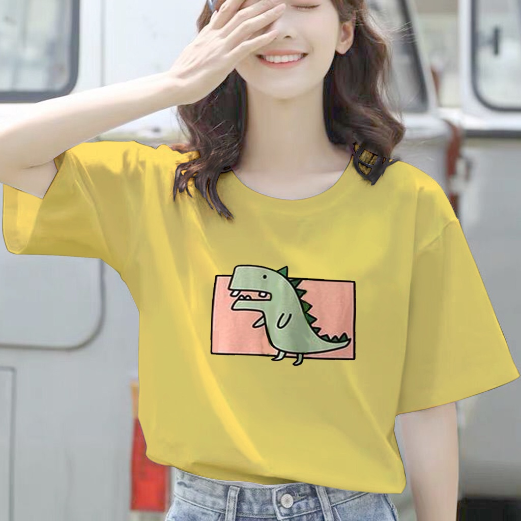 CALVIERO SHOP - BAJU KAOS ATASAN WANITA PRINT DINO CUTE