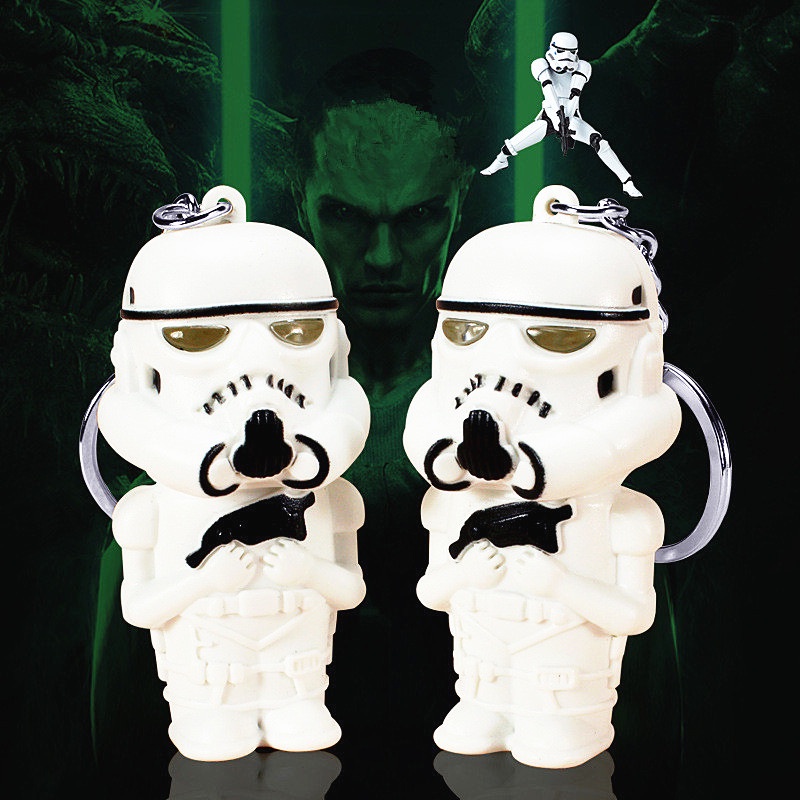 1pc Gantungan Kunci Bentuk Stormtrooper Star Wars Dengan Lampu LED Dan Suara