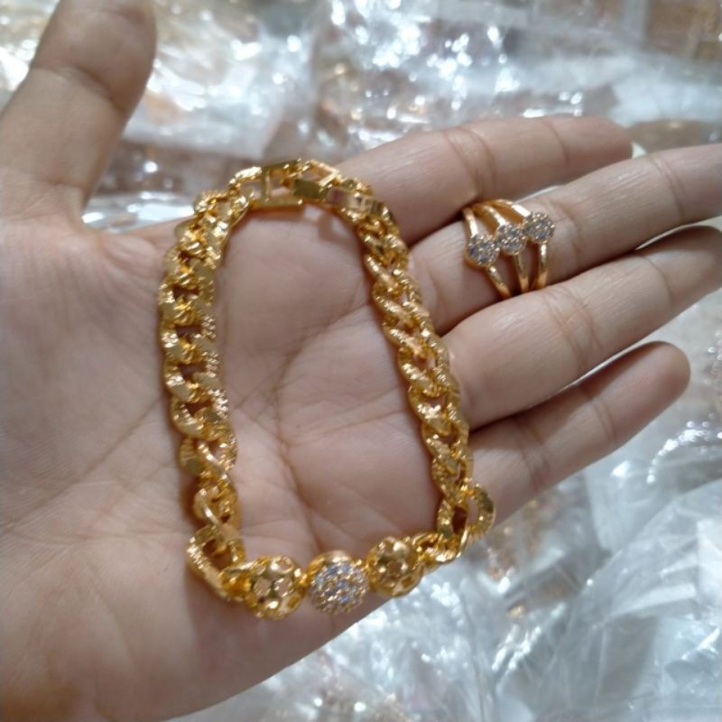 gelang dan cincin dewasa, set perhiasan xuping