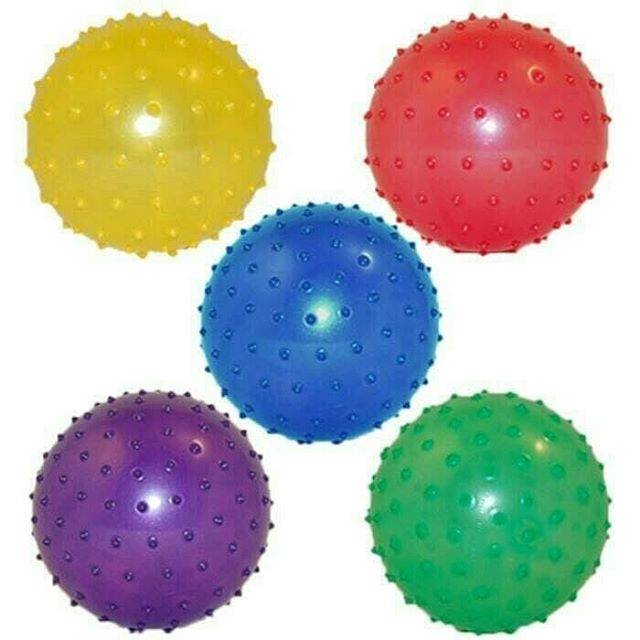 Bola Karet Duri warna polos / warna pelangi diameter 22-30cm