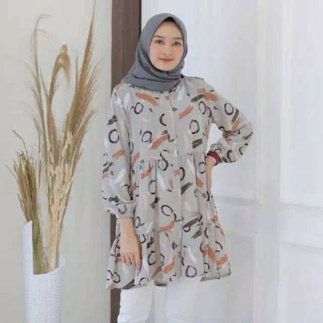 VELA KREM /* BAJU TUNIK WANITA / MIKA TUNIK / TUNIK CINCIN