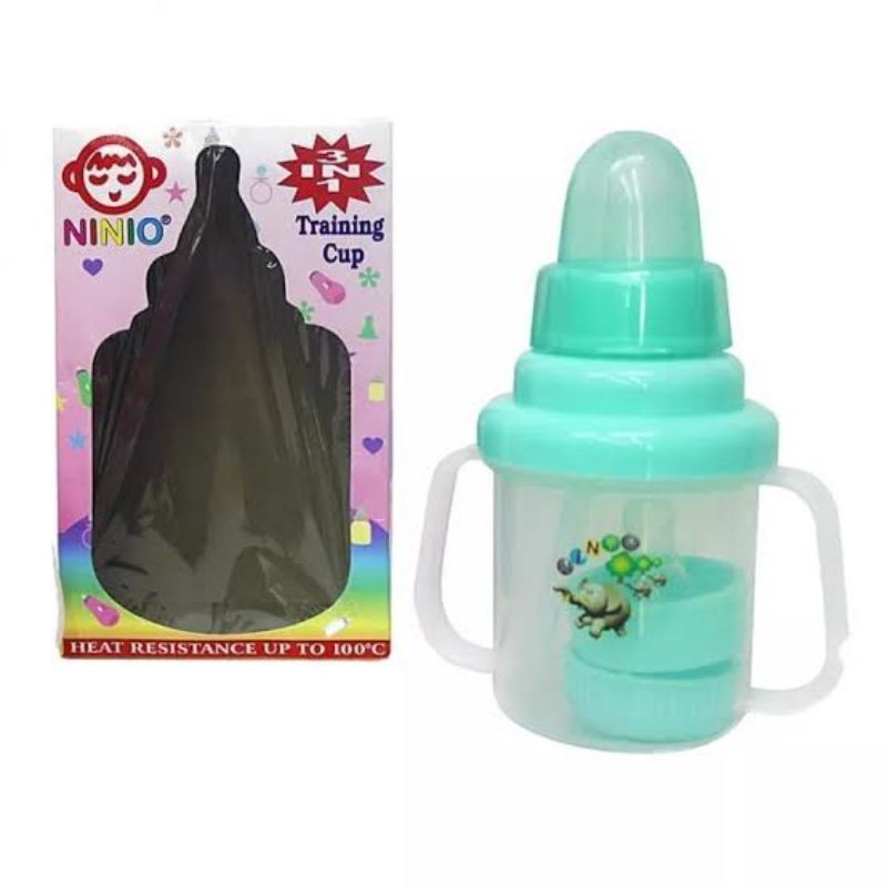 Ninio Non Spill Training Cup Mushroom 3in1- Ninio Botol Minum Bayi 3 in 1 - Botol Minum Baby Trainingcup