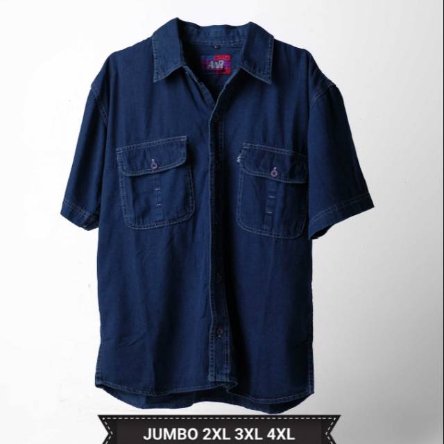 Kemeja Jeans Jumbo Lengan Pendek Denim Levis distro  terhits