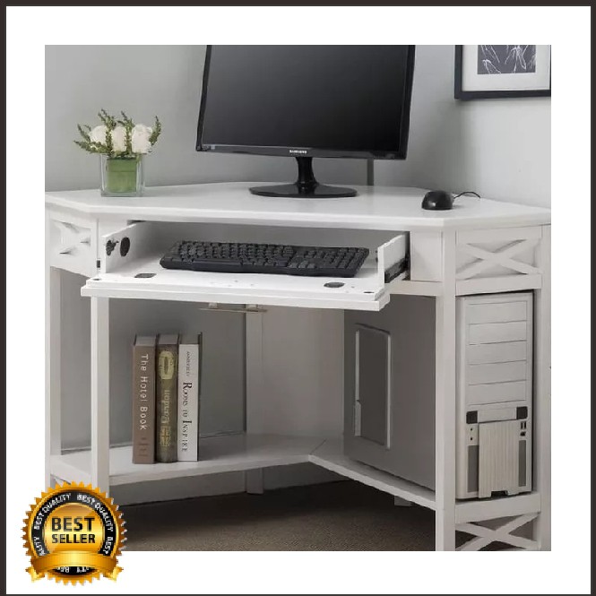 Meja Kursi Kerja Komputer Sudut Kayu Duco