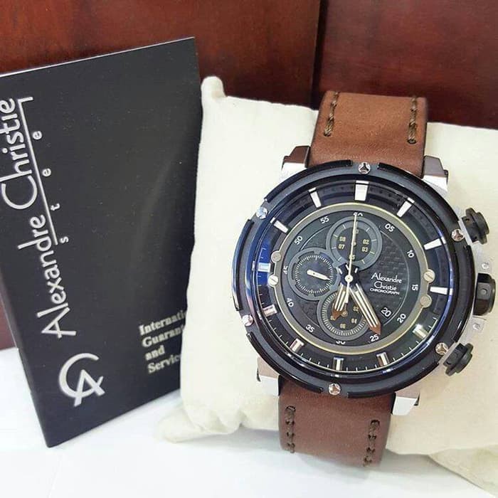 Jam Tangan Alexandre Christie Original Ac6375 Brown Silver