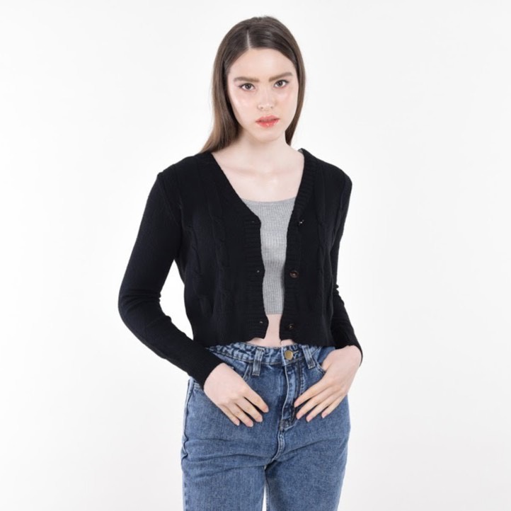 CARDIGAN CROP KANCING BATOK BAJU CROP TOP ATASAN WANITA CROP OUTERWEAR CROP POLOS KOREAN FASHION BAJ