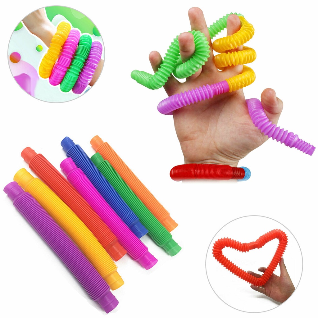 Fidget Bend Stretch Pull &amp; Pop Tubes Sensory Toys Fine Motor Skills Toy for Kids ADHD