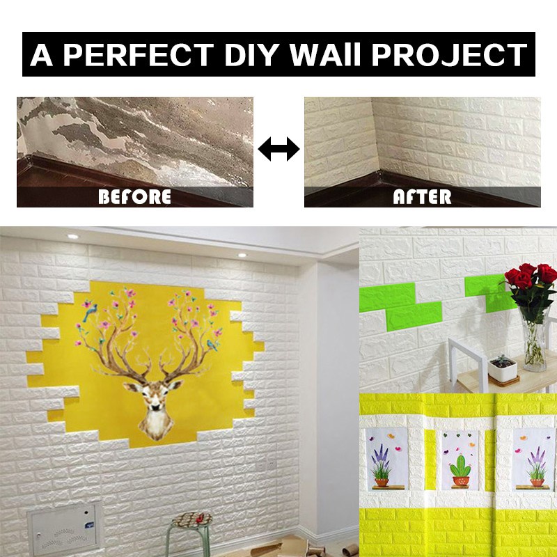 Wallpaper Dinding Foam 3D / Stiker Wallpaper Dinding Mini Dekorasi / Wallpaper 3D / Wallfoam