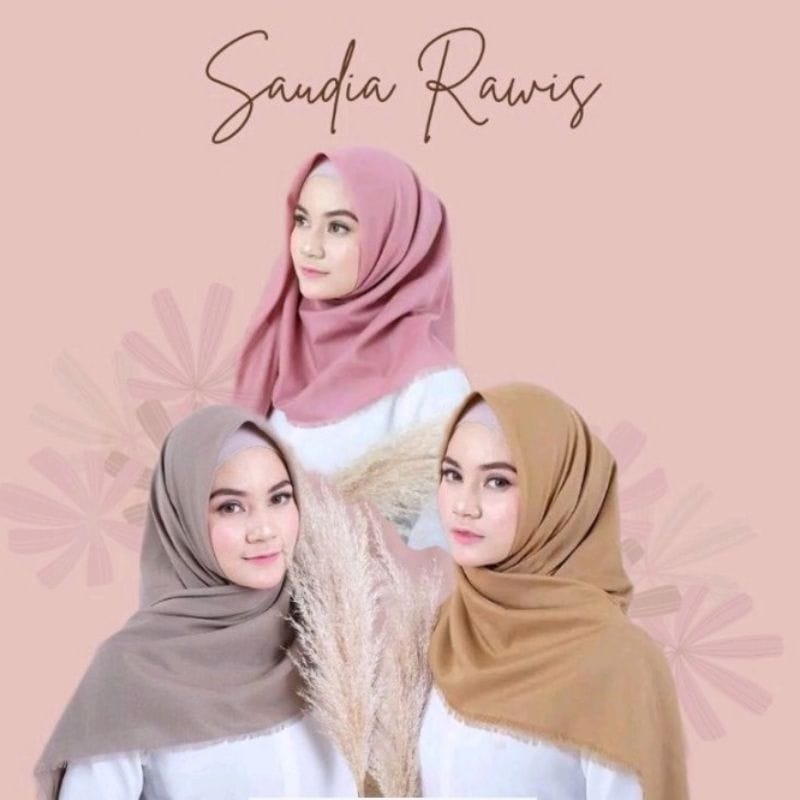 Hijab Segiempat Saudia Rawis / Kerudung Segiempat Saudia Rawis 110cm x 110cm