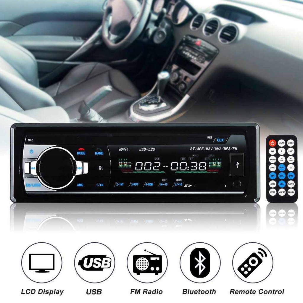 Tape Audio Mobil Truck dan Bus auto voltage 12 volt 24 Volt single DIN Bluetooth USB MP3 FM Radio