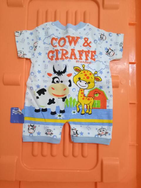 Baju jumper pendek baju kodok karakter cow &amp; giraffe