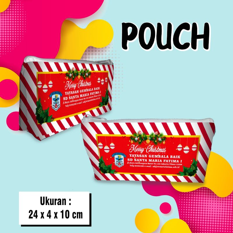

MIX CUSTOM PAKET 50PCS POUCH - Tempat Pensil Desain MERRY CHRISTMAS