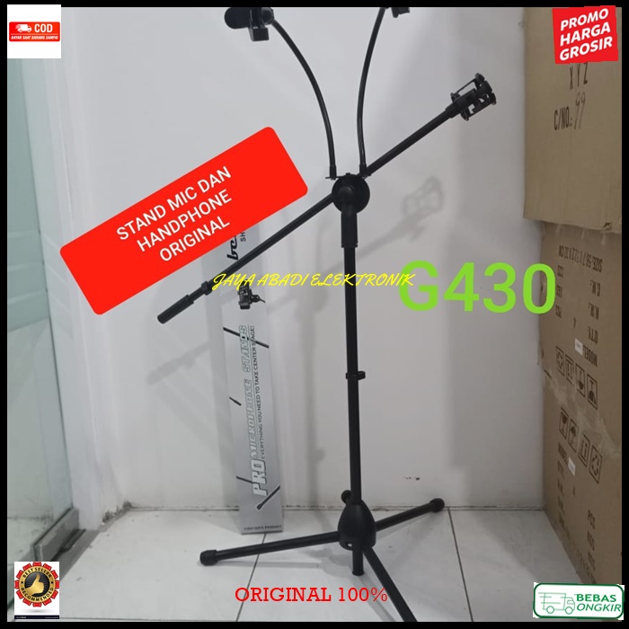 G430 ORIGINAL Stand Mic CABANG Lantai Pro Stand Microphone HP HANDPHONE besi tiang mik kaki tiga TIN