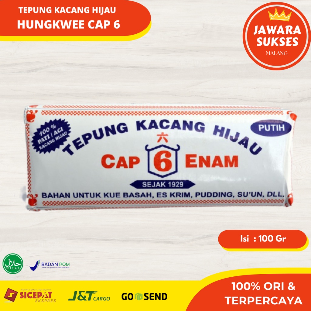 

Tepung Hung kwee Cap 6 100gr | Tepung Hungkwee Kacang Hijau HALAL