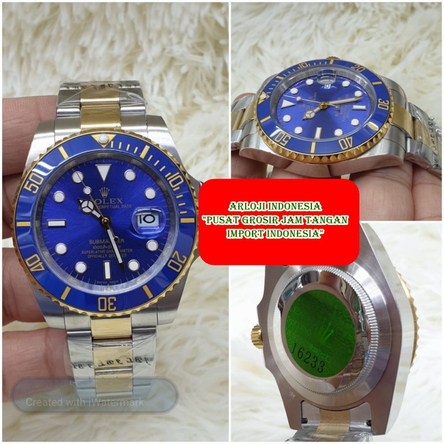 Cash Back Jam Tangan Pria ROLEX Submariner Two Tone Bluesy Garansi 1th
