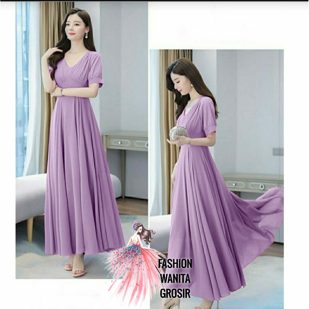 FWG - LONGDRESS SANDRA / BAJU WANITA / DRESS / DRESS WANITA / DRESS KOREA STYLE