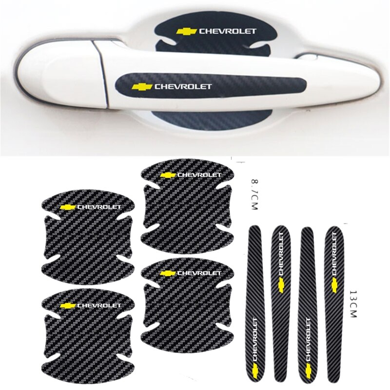 8Pcs Stiker Film Pelindung Handle Bahan Carbon fiber Untuk Chevrolet Colorado Aveo Captiva Cruze Optra Sonic Nabira