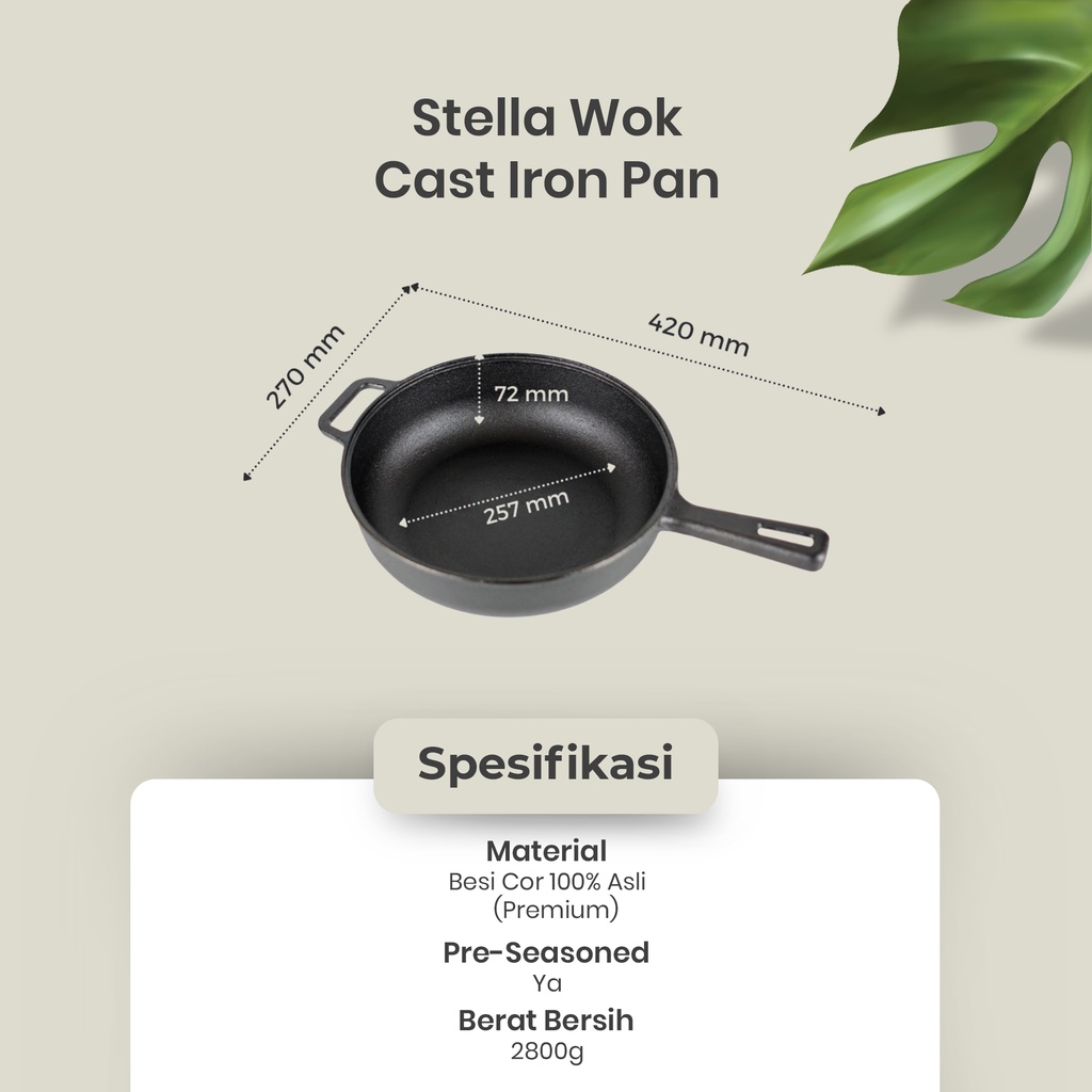 Cast Iron Pan - Stella Wok | 100% Pure wajan cast iron