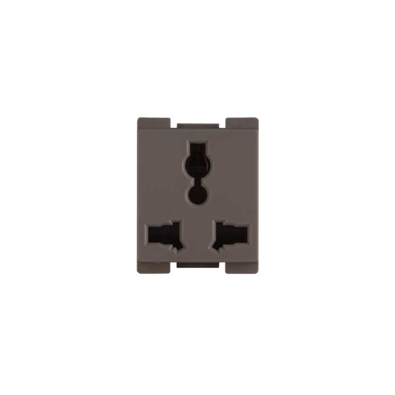 STAINLESS 118 K810UU - Stainless 1/2 Device International Socket Module with Shutter NERO