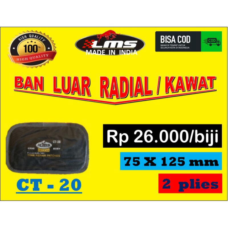 1 pc CT 20,LMS the bestpatch tire CT 20,tambal ban dingin,LMS,tambal tanpa bakar,tip top