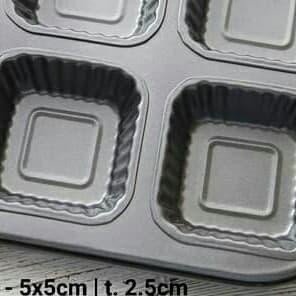 ✩ loyang teflon 6 lubang kotak, untuk muffin, cupcake persegi ♪