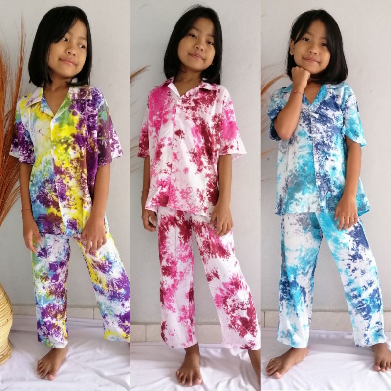 Set Pajamas Tie Dye Anak / Setelan Piyama Anak / Setelan Piyama Tie Dye / Setelan Piyama Tidur Anak