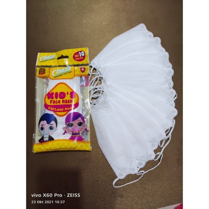 Masker KF94 CHASA Kids earloop 10pc putih polos